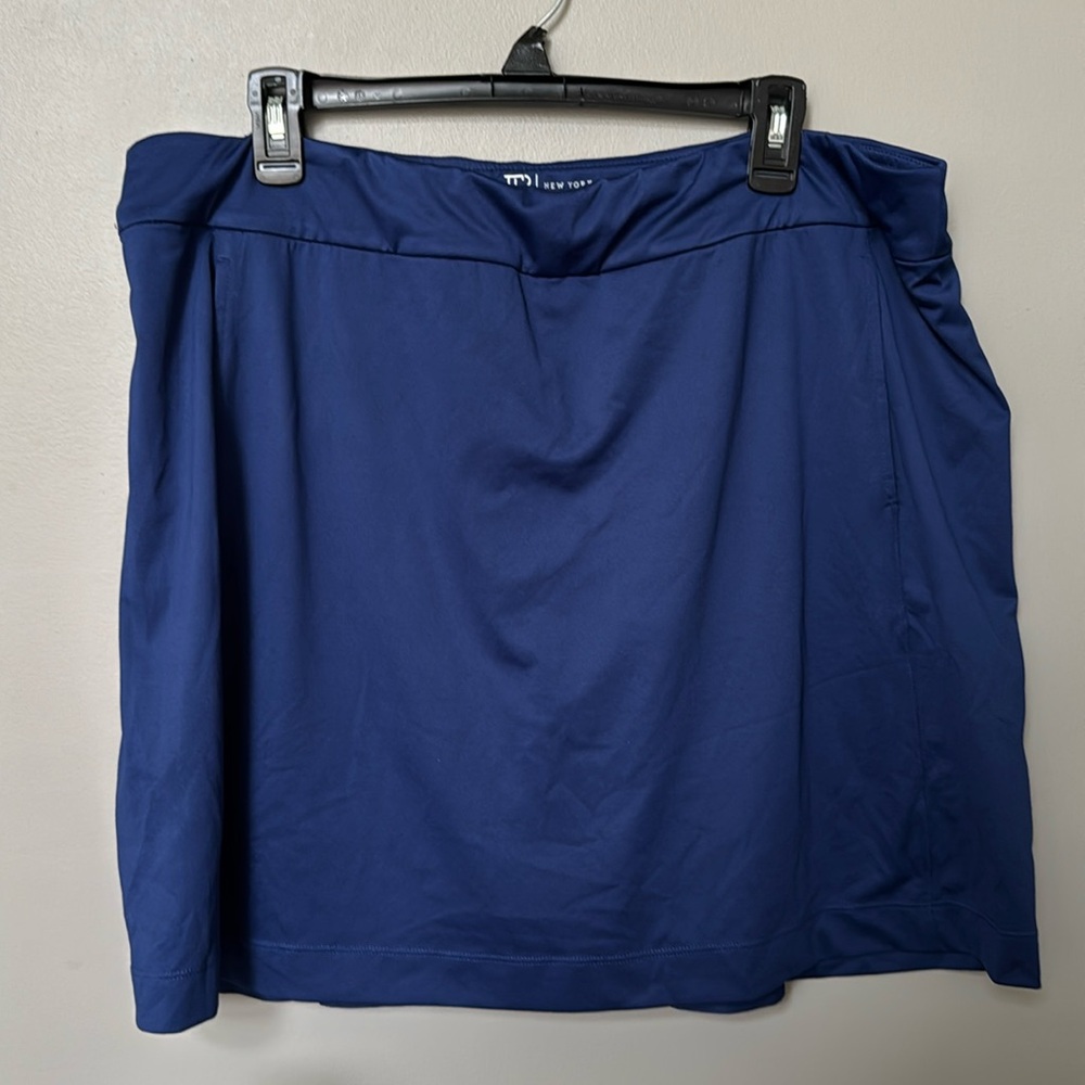 EP New York Women's Inky Blue Knit Skort W/Back Mesh Pleat Detail Size XL